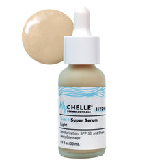 MyCHELLE Light 3-in-1 Serum bottle showing tinted hydration with mineral SPF.