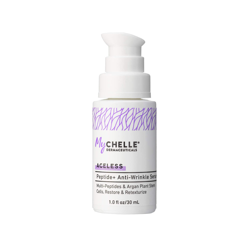 MyCHELLE Peptide+ Serum bottle with pump for easy daily application