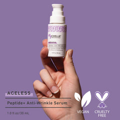 MyCHELLE Peptide+ Serum texture close-up showing lightweight, fast-absorbing formula