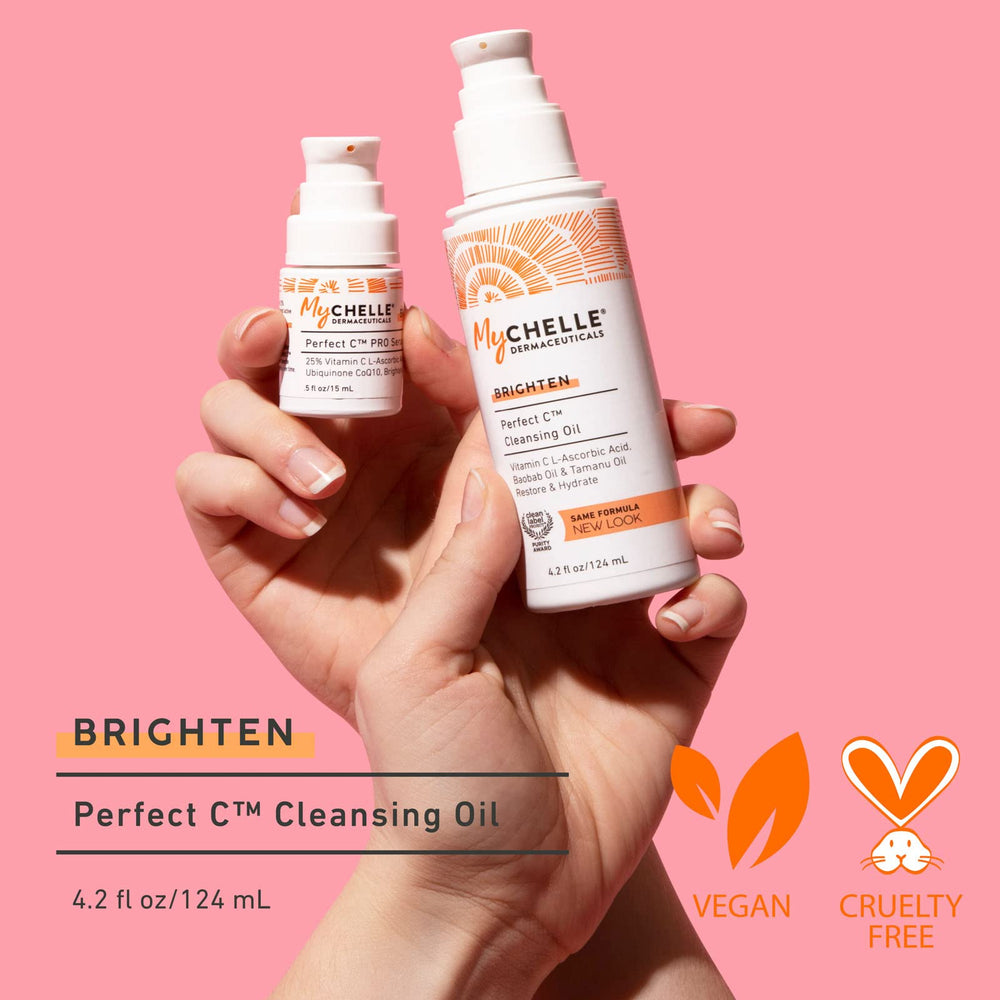 MyChelle Perfect C Cleansing Oil ingredients with baobab and tamanu oils for conditioning