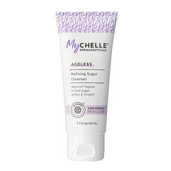 MyCHELLE Refining Sugar Cleanser bottle front showing peptide formula for daily exfoliation.