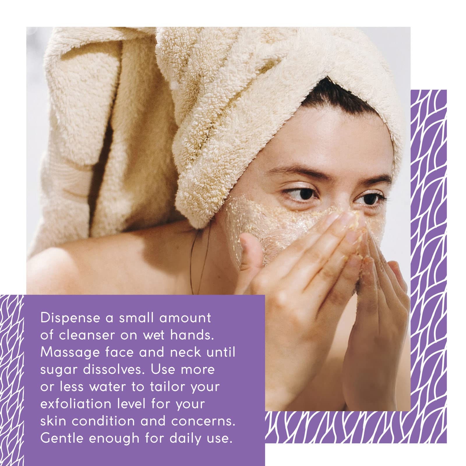 MyCHELLE Refining Sugar Cleanser sugar particles close-up for gentle exfoliation.
