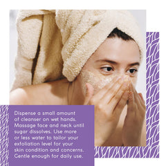 MyCHELLE Refining Sugar Cleanser sugar particles close-up for gentle exfoliation.