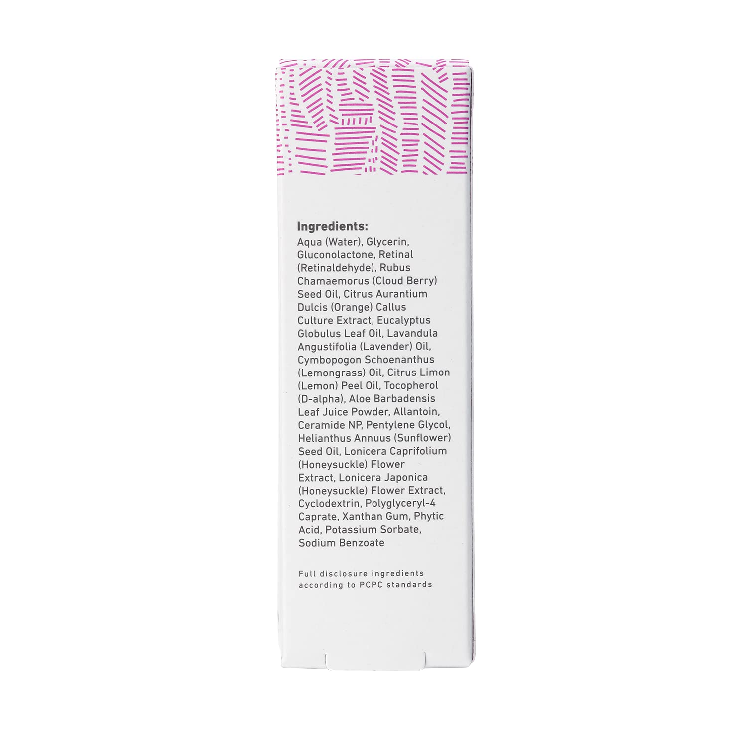 Close-up of ceramides and retinal ingredients in MyChelle serum.