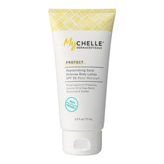 MyChelle Replenishing Solar Defense bottle front showing SPF 50 protection.