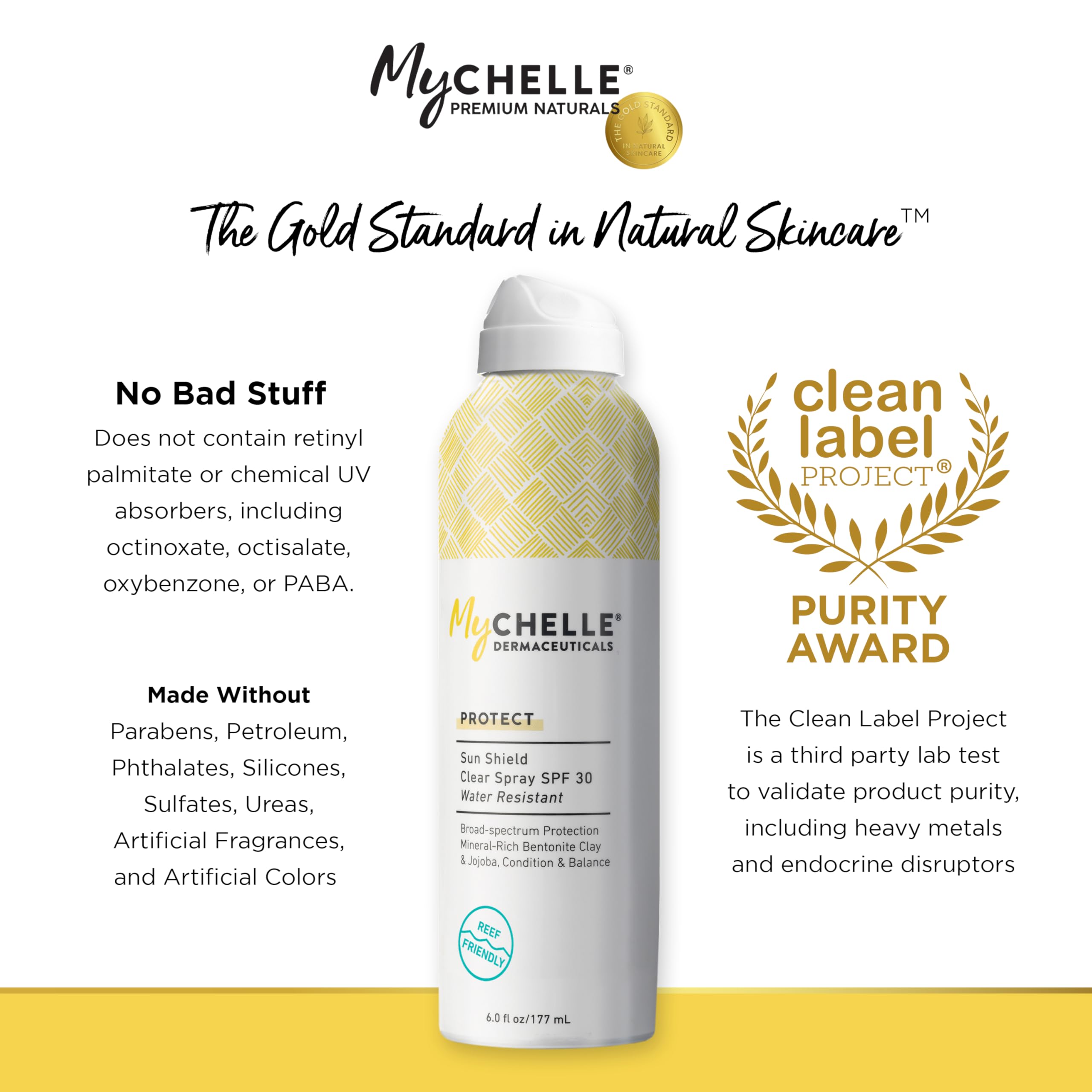 MyChelle Sun Shield Clear Spray featuring jojoba oil for gentle nourishment