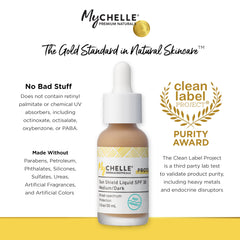 Bentonite clay in MyChelle Sun Shield Liquid SPF 30 absorbs oil for shine control.