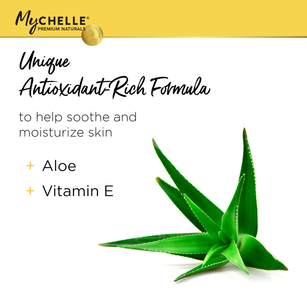 MyChelle Sun Shield SPF 28 unscented on face application showing gentle protection.