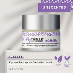 MyChelle Supreme Polypeptide Cream Unscented jar shows creamy texture for hydration.