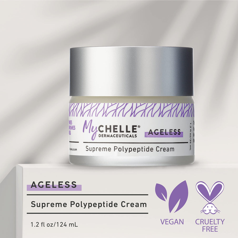 MyCHELLE Supreme Polypeptide Cream wrinkle-area application demonstrates smoothing potential