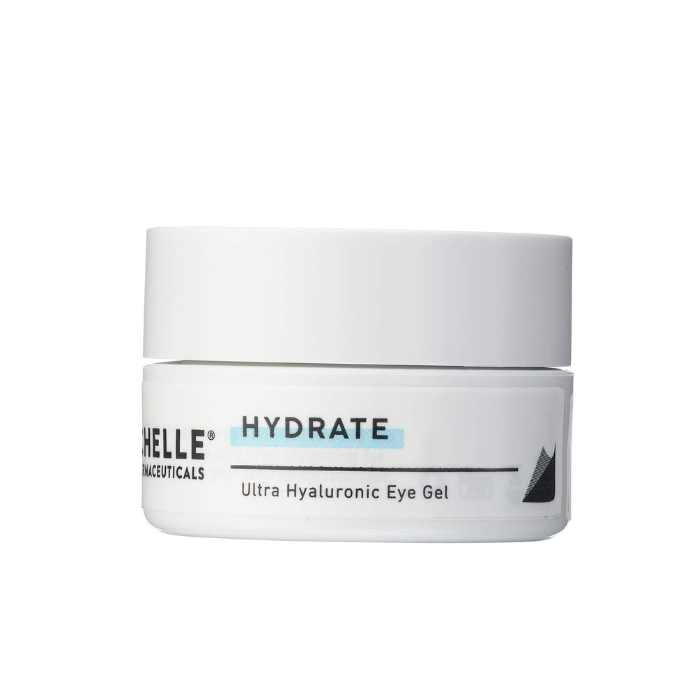 Gently applying MyChelle Eye Gel around the eye area with a cool sensation