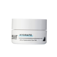 Gently applying MyChelle Eye Gel around the eye area with a cool sensation