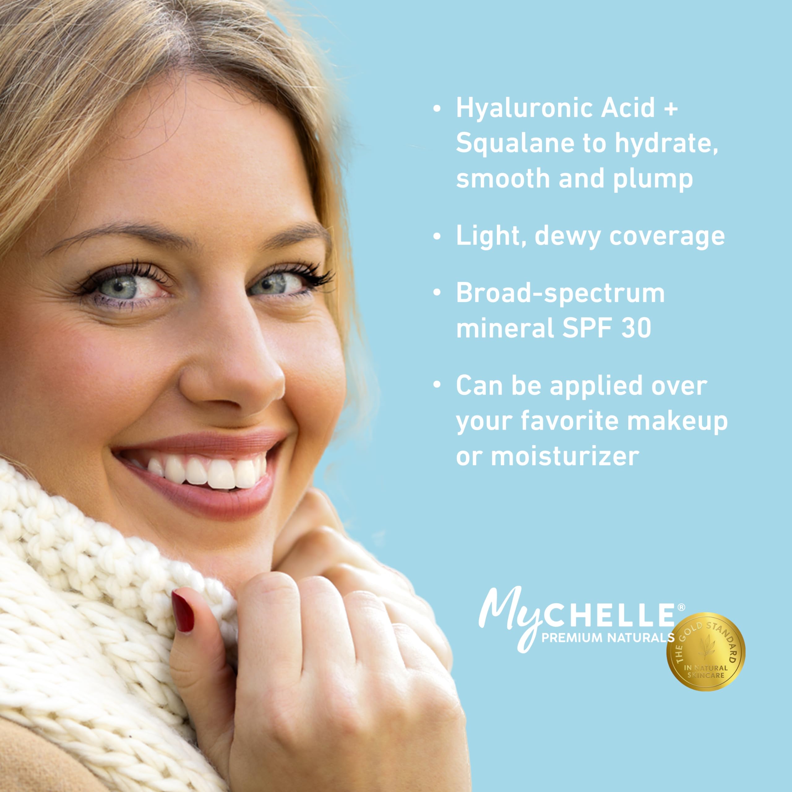 Vegan squalene concept image communicates clean, cruelty-free hydration from MyCHELLE.