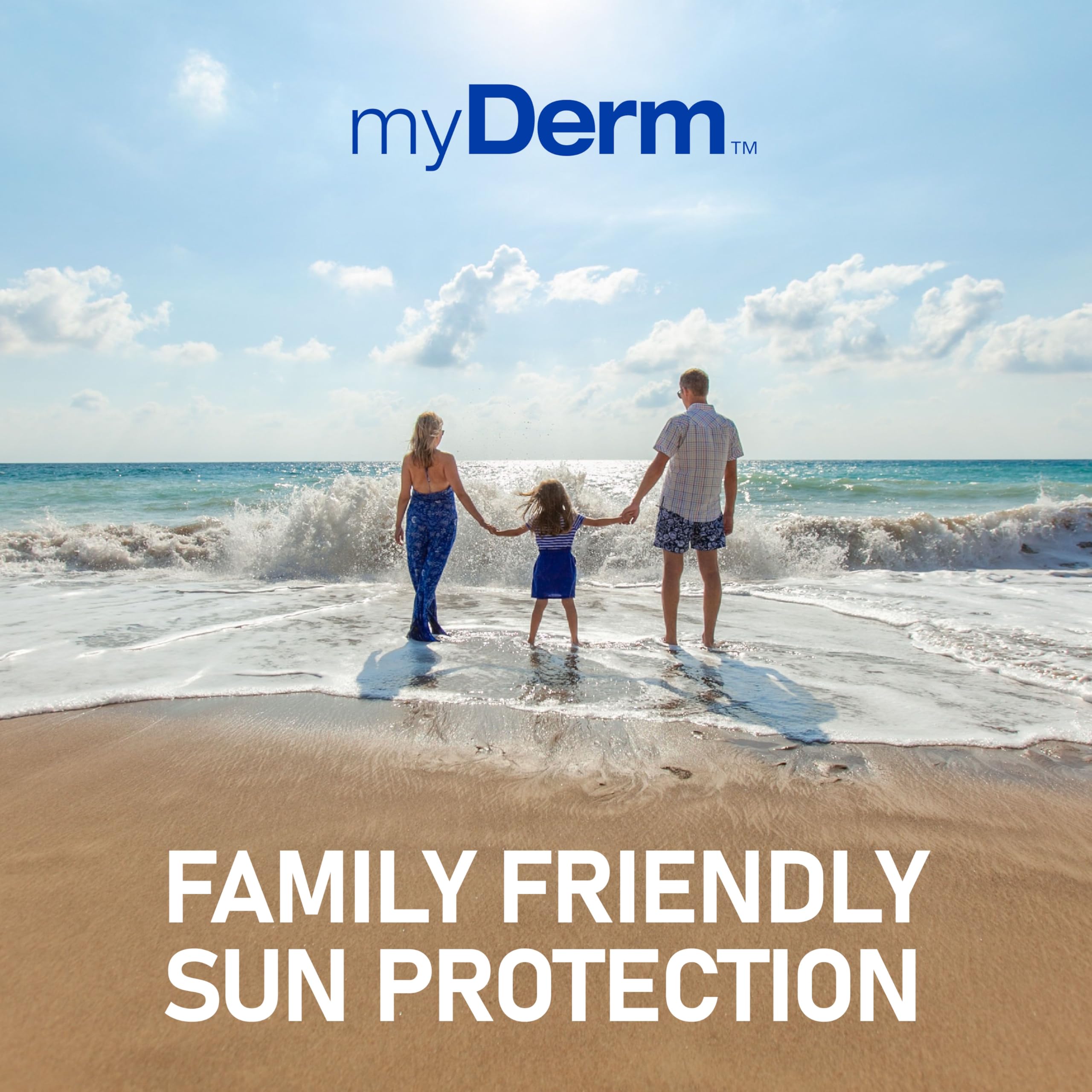 MyDerm SPF 50 broad-spectrum label for UVA/UVB protection.