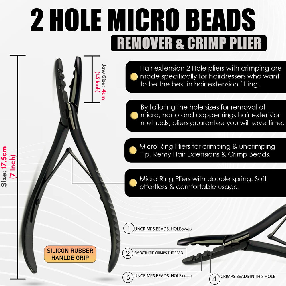 My Hair Tools 4 c-type needles in matte black for versatile threading