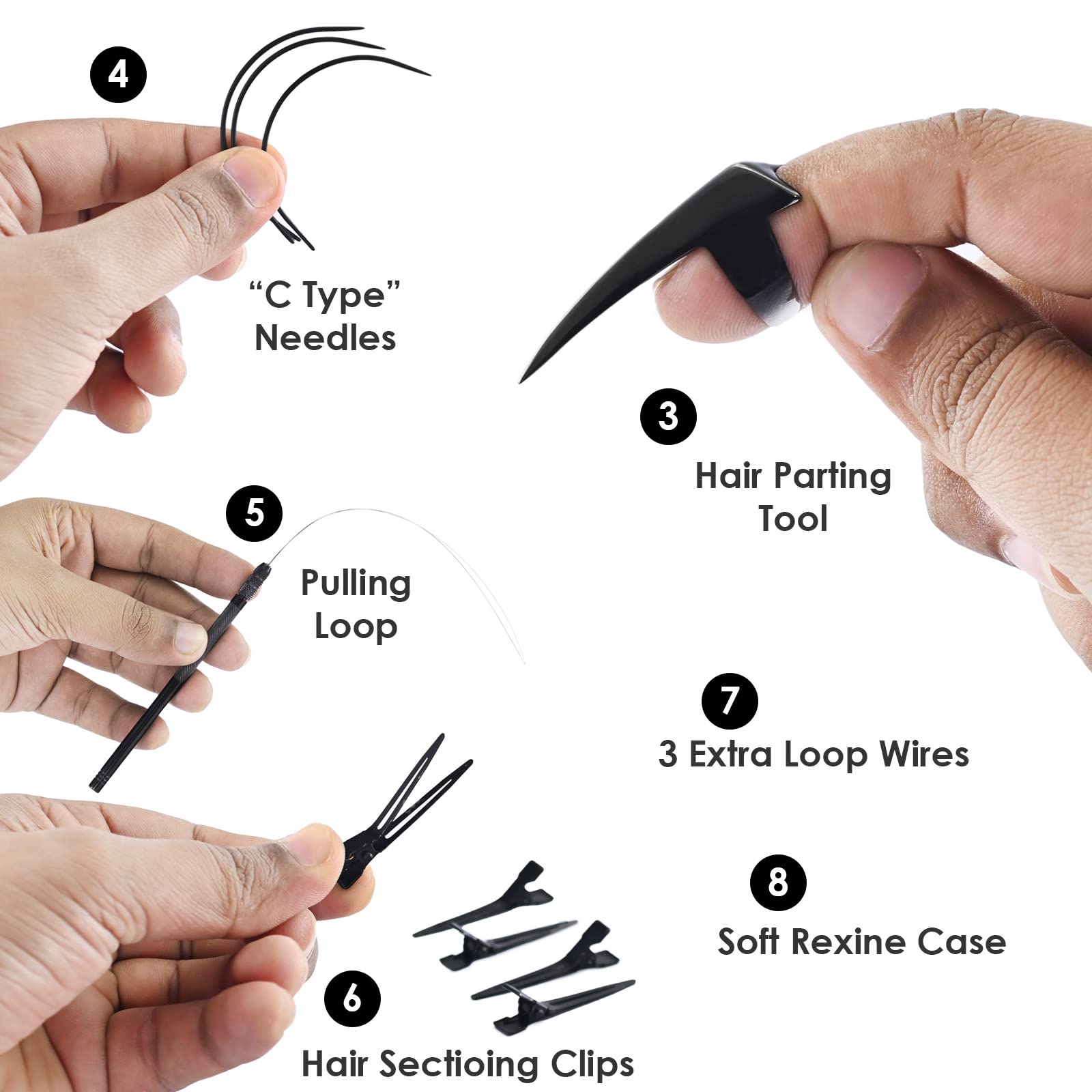My Hair Tools close-up of microlink opener and crimping pliers in action