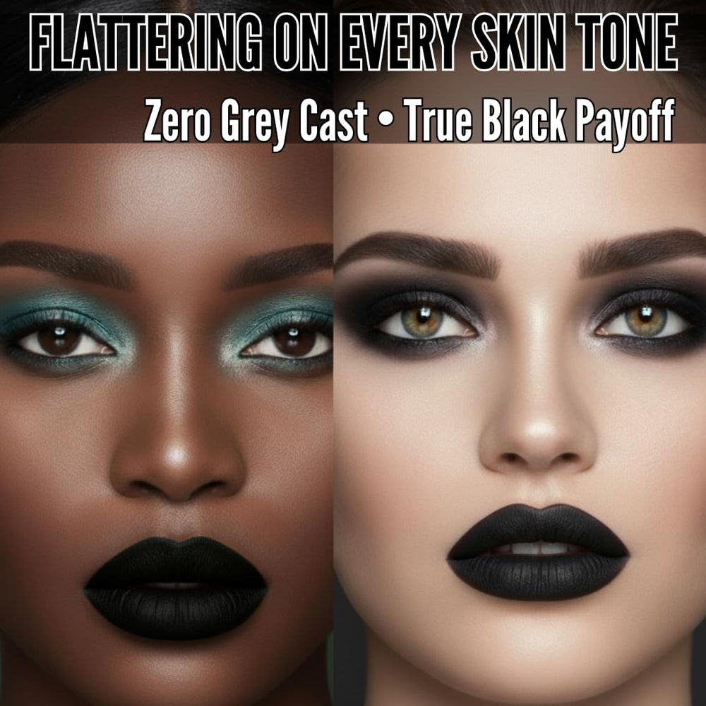 Mynena Matte Lipstick Black worn for evening glam