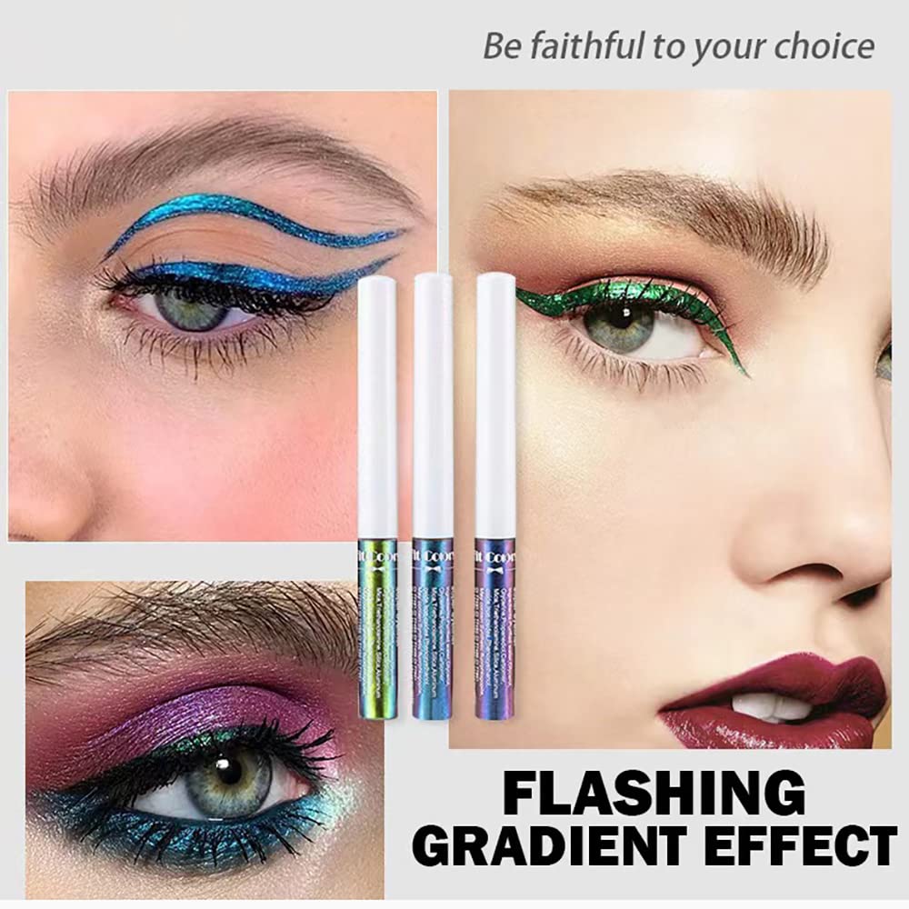 Mysense eyeliner on eyelid displaying glittery highlight across lid.