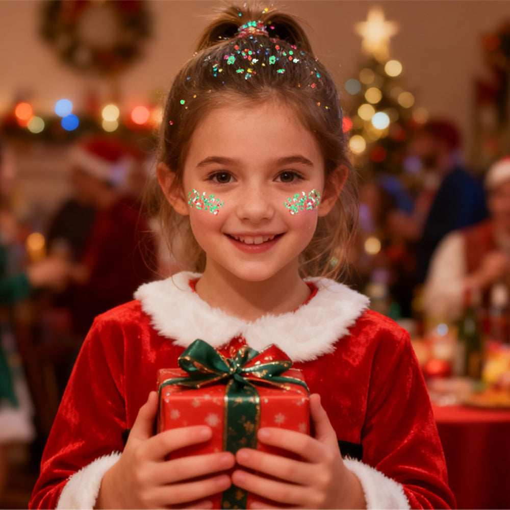 Mysense Christmas Glitter Stick creates body glow with red-silver-green sequins
