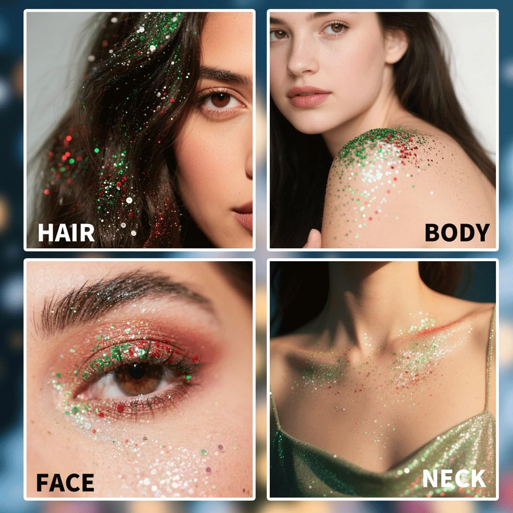 Mysense Christmas Glitter Stick highlights cheekbones with vivid color