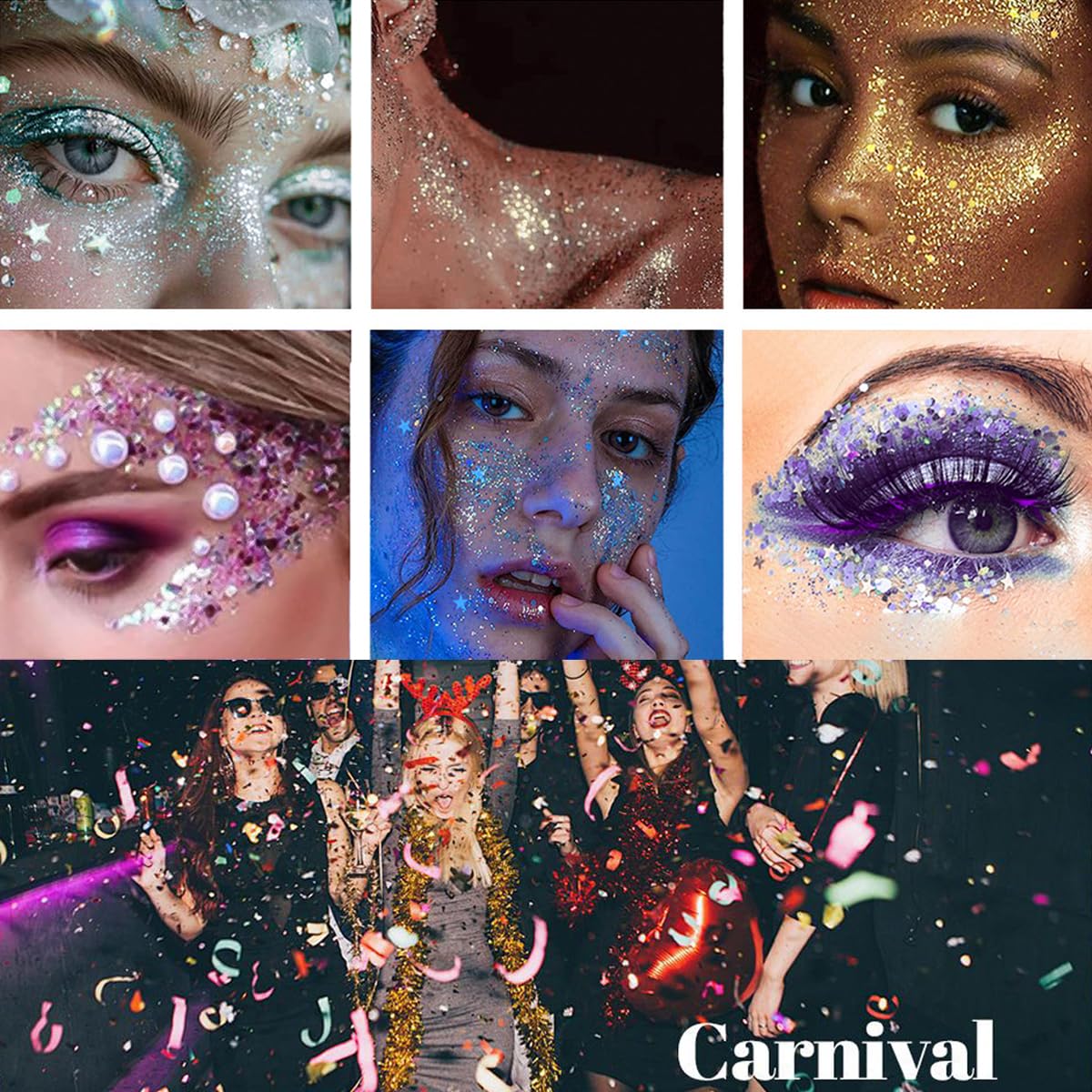 Mysense festival-ready glitter look ideal for concerts, parties, and photos.