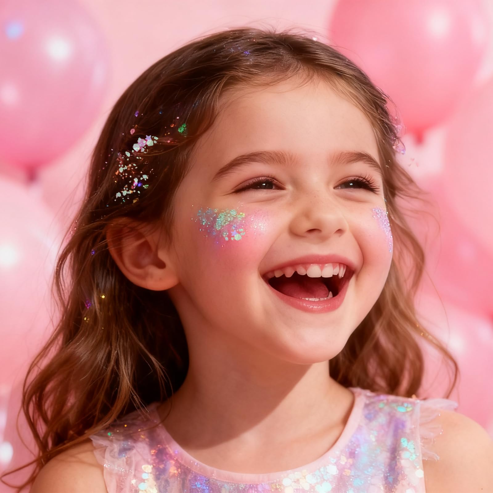 Mysense iridescent white glitter stick on cheekbone for luminous festival glow.