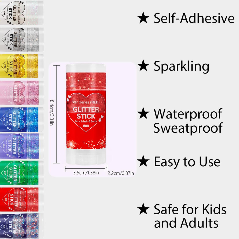 Mysense Red Body Glitter Stick on cheek creates high shine for parties.