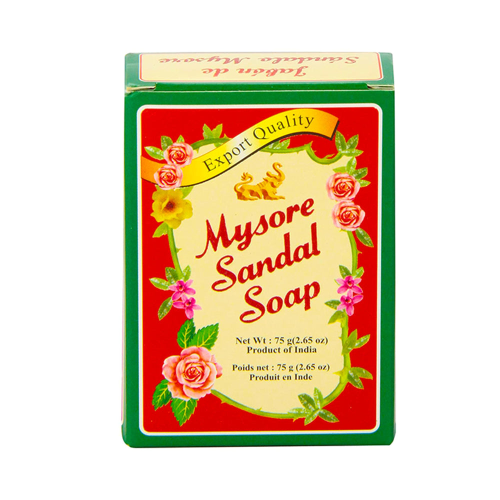 Mysore Sandal Soap bar showing sandalwood oil for fragrant cleansing