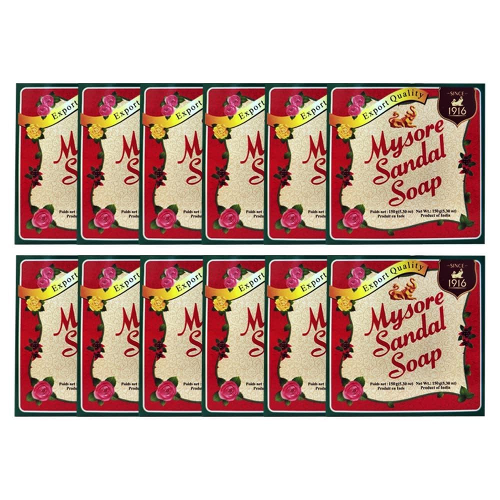Mysore Sandal Soap pack of 12 bars with 150 g each for daily cleansing