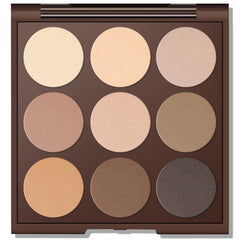 MYSTER ROSEY neutral eyeshadow palette with compact mirror for on-the-go makeup.
