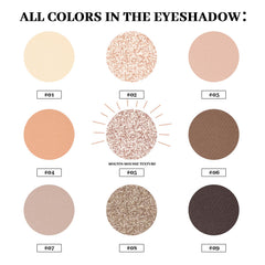 MYSTER ROSEY Neutral Eyeshadow Palette open with 9 matte shades.