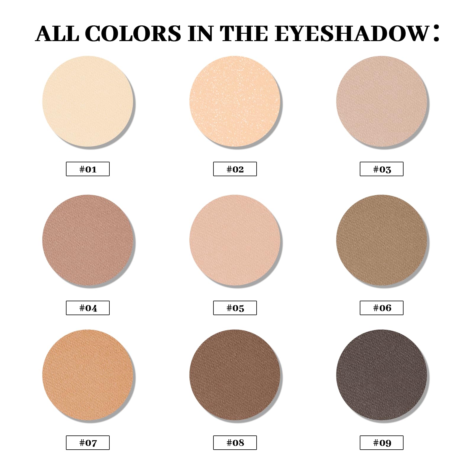 MYSTER ROSEY neutral shades swatches show versatile nude tones for everyday looks.