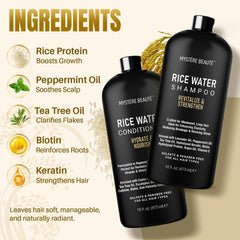 MYSTÉRE BEAUTÉ Rice Water Shampoo being poured for even distribution