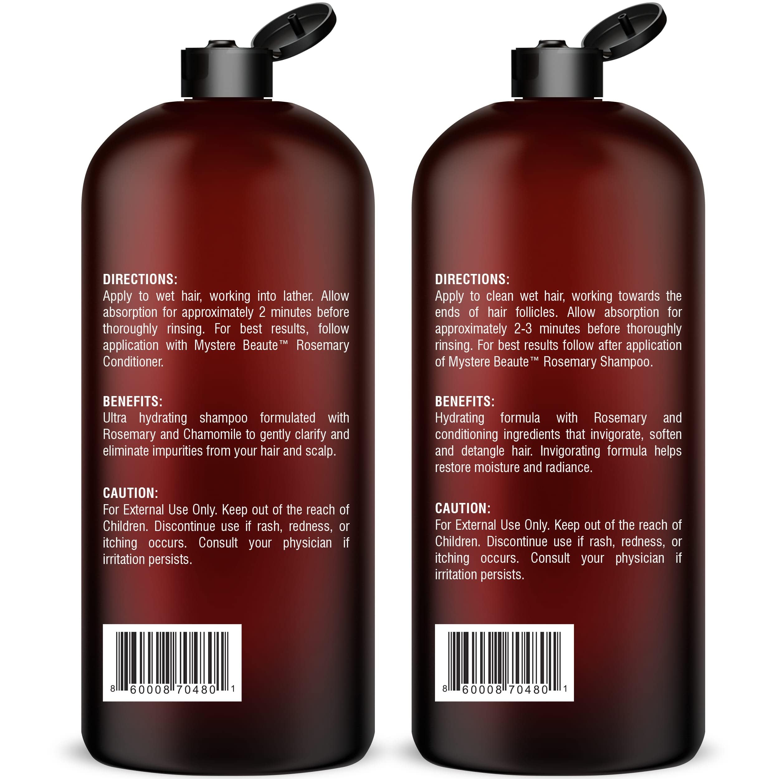 Mystère Beauté rosemary hair care set on a clean flat lay for daily routine