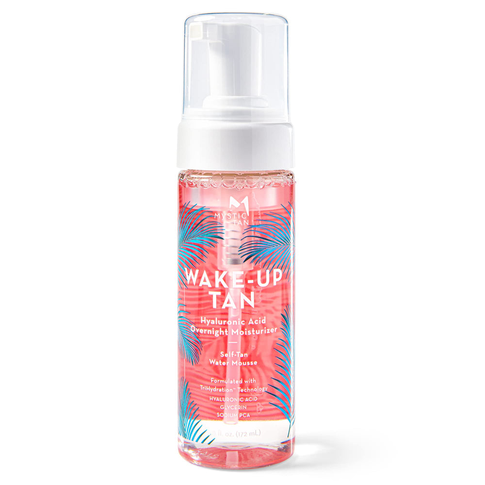 Mystic Tan Wake-Up Tan bottle with hydrating mousse for a smooth self-tan.