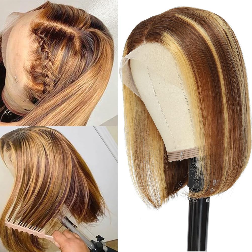 Mysyty Highlight Bob Wig with HD lace front for natural skin blend