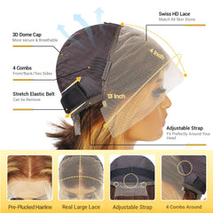 Mysyty Highlight Bob Wig lace front blends with skin for a seamless melt.