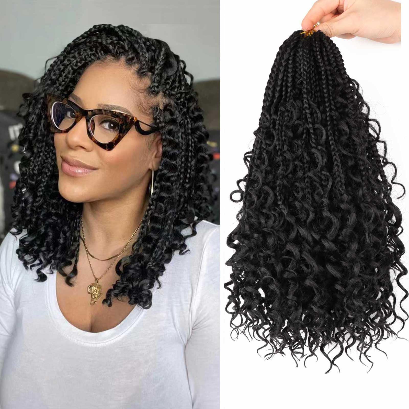 Mytarku bohemian box braids 12 inch pre looped for easy home install.