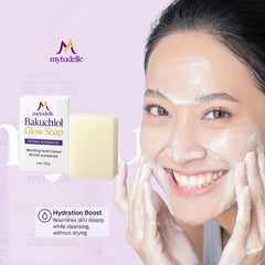 Mytudelle Bakuchiol Glow Soap bar being hand-poured, artisanal skincare ritual