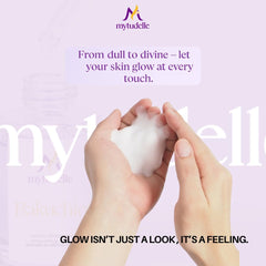 Mytudelle Bakuchiol Glow Soap bar packaging display evokes clean beauty and vegan values
