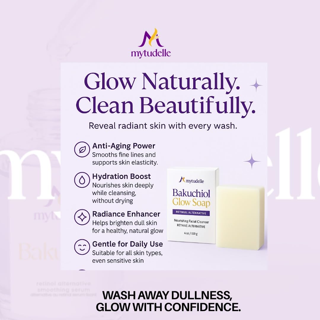 Mytudelle Bakuchiol Glow Soap bar vegan cruelty-free ingredients advertised