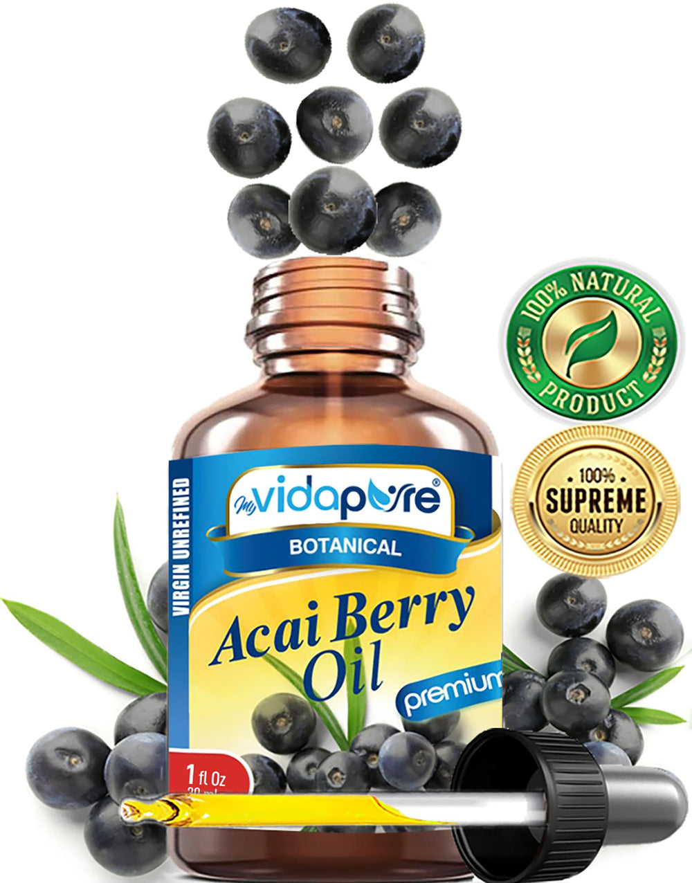 MYVIDAPURE Acai Berry Oil texture on skin with light, non-greasy finish.
