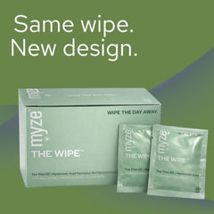 Myze The Wipe individually wrapped wipes for on-the-go cleansing and comfort.