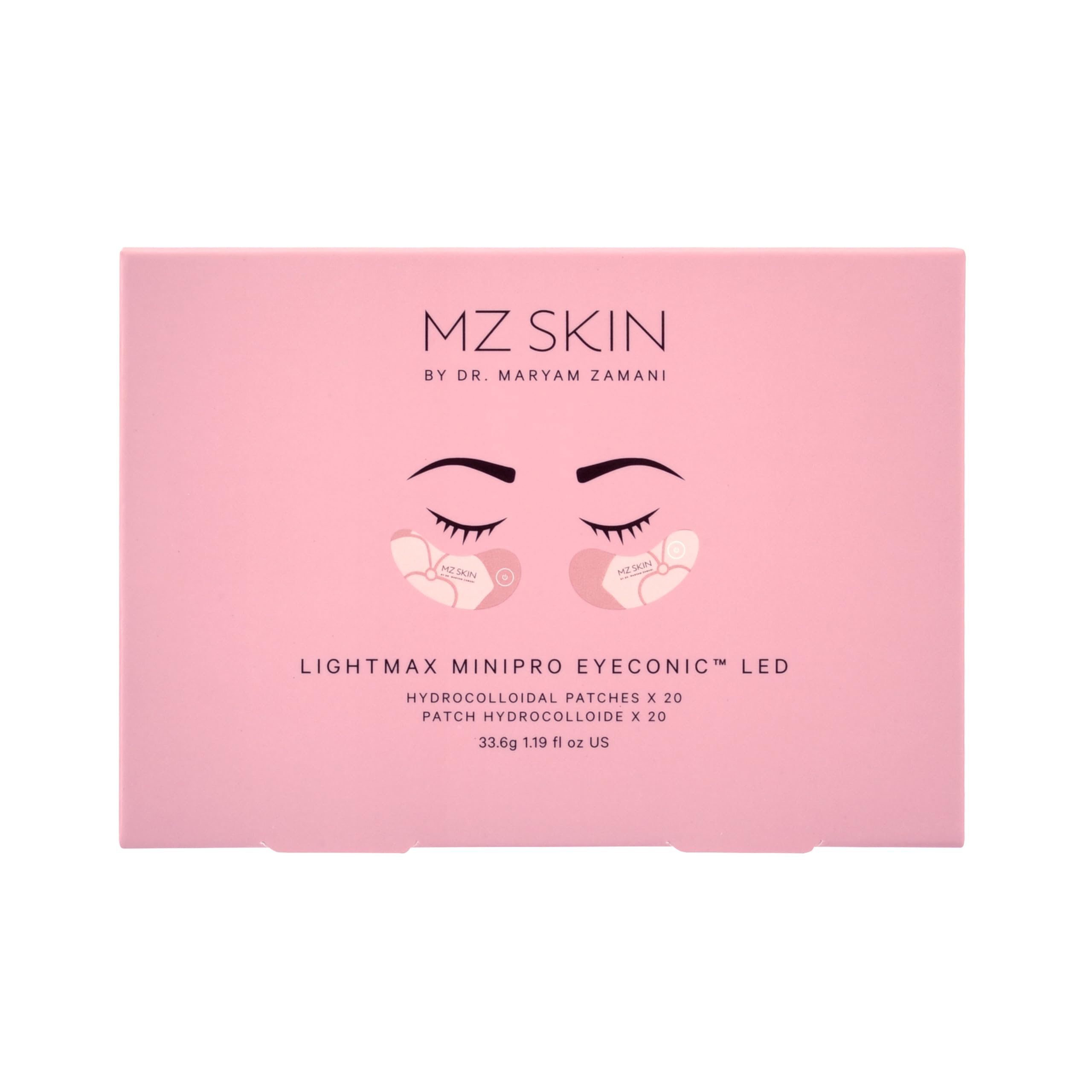 MZ Skin Lightmax MiniPro patch on under-eye area supports gentle cooling and care