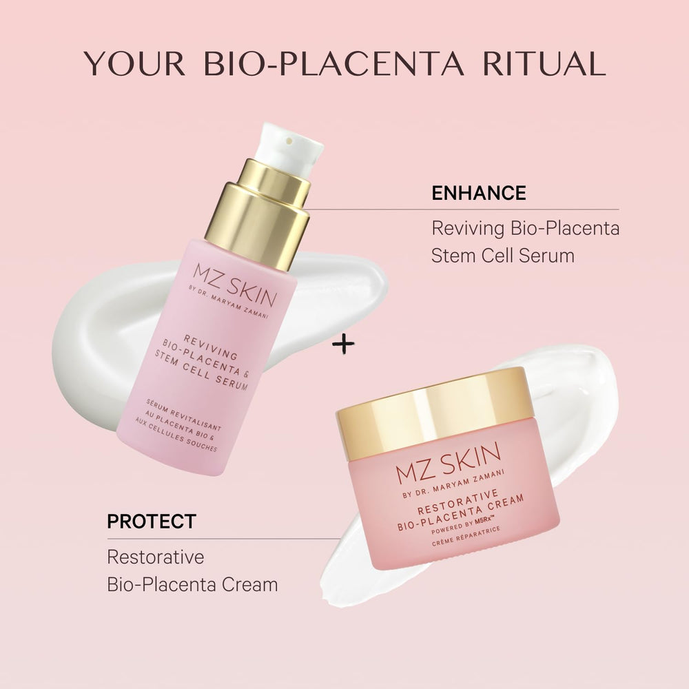 Droplets of MZ SKIN Reviving Serum on skin signaling potent actives.