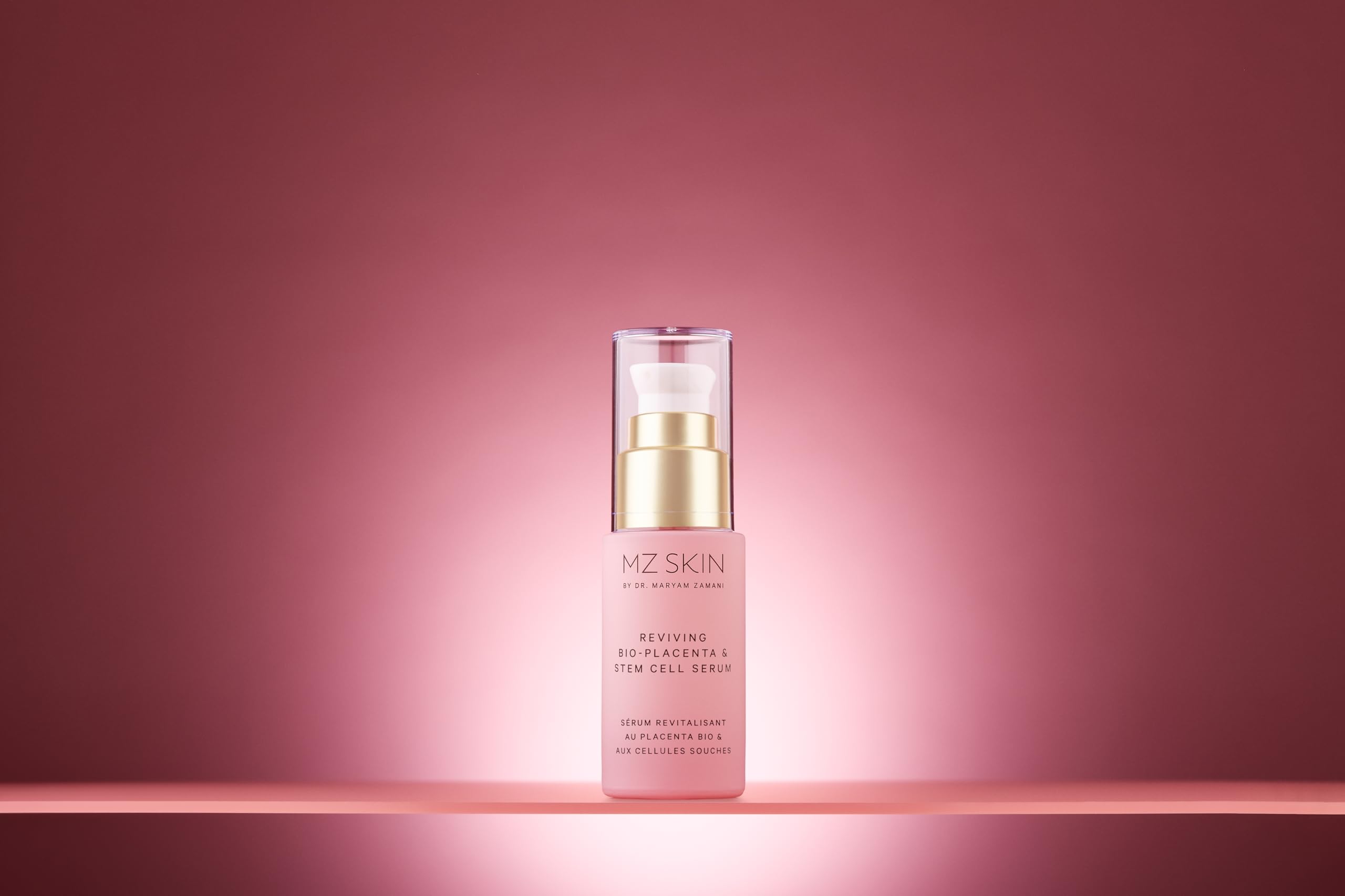 MZ SKIN Reviving Bio-Placenta close-up showing luxurious texture on skin.