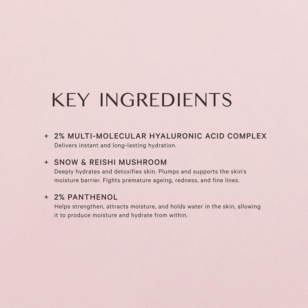 MZ Skin Hyaluronic Serum texture swatch highlighting multi-molecular formula