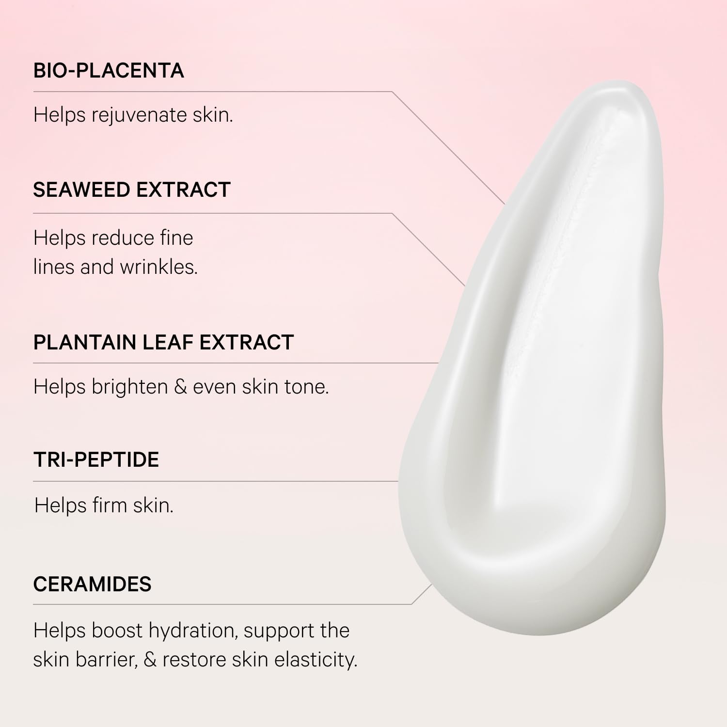 MZ SKIN Reviving Bio-Placenta serum swirl on skin for hydration and smoothing.