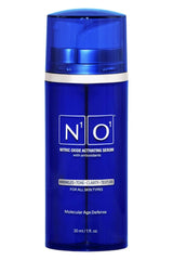 N1O1 Nitric Oxide Serum bottle pump demonstrates easy daily application and hydration.