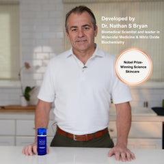 N1O1 Nitric Oxide Serum in hand highlights easy, controlled dispensing.